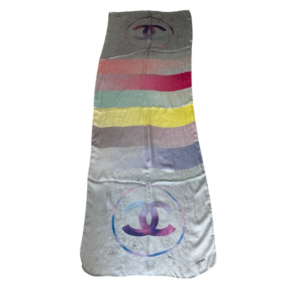 CHANEL 100% Silk Scarf Wrap - Picture 2 of 8